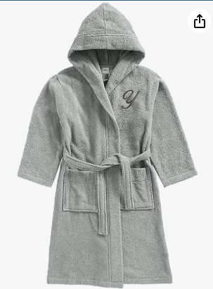 INFINI HOMES Daffodil Monogrammed Kids Bathrobe - Premium Terry Cotton Hooded Robe for 10 Year Olds (120x124cm) - Letter Y