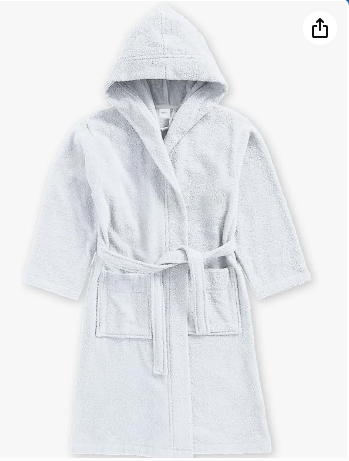 INFINI HOMES Iris White Luxury Kids Bathrobe - Premium Terry Cotton Hotel Spa Quality