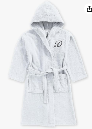 INFINI HOMES Daffodil Monogrammed Kids Bathrobe - Premium Terry Cotton Hooded Robe UAE