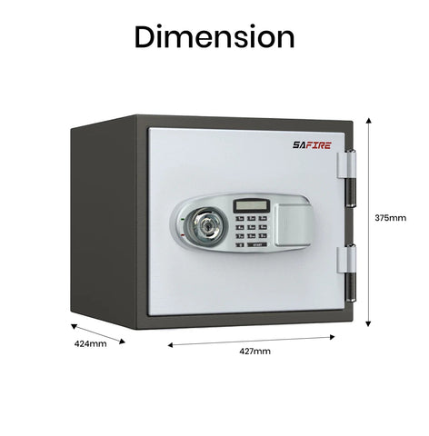 SAFIRE FR20 Fire-Resistant Safe – Grey, Dual Locking (Key + Digital)