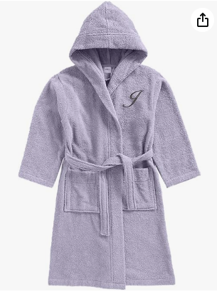 INFINI HOMES Daffodil Monogrammed Kids Bathrobe - Premium Terry Cotton Hooded Robe for Children