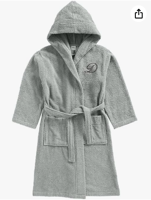 INFINI HOMES Daffodil Monogrammed Kids Bathrobe - Premium Terry Cotton Hooded Robe for 12 Year Olds (125x133cm) - UAE Wide Delivery