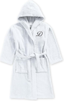 INFINI HOMES Premium Kids Monogrammed Bathrobe - Letter D | Hooded Terry Cotton | UAE Delivery
