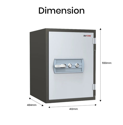 SAFIRE FR40 Fire-Resistant Safe – Grey, Dual Key Lock System