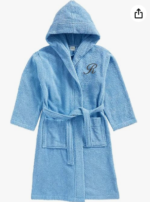 INFINI HOMES Daffodil Monogrammed Kids Bathrobe - Premium Terry Cotton Hooded Robe for 8 Year Olds (112x113cm) - Letter R