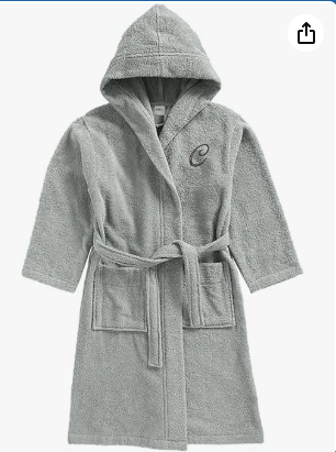 INFINI HOMES Daffodil Monogrammed Kids Bathrobe - Premium Terry Cotton Hooded Robe for 12 Year Olds (125x133cm) - Letter C
