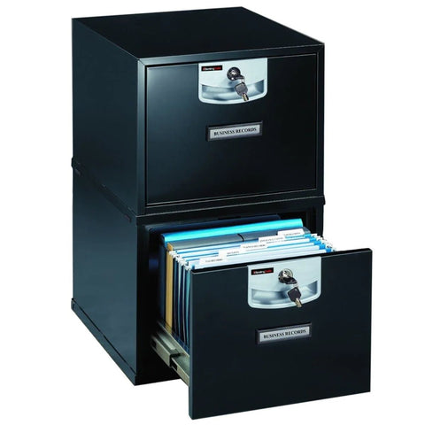 Sentry U2101 Fire-Resistant Stackable Filing Cabinet – Black, Key Lock