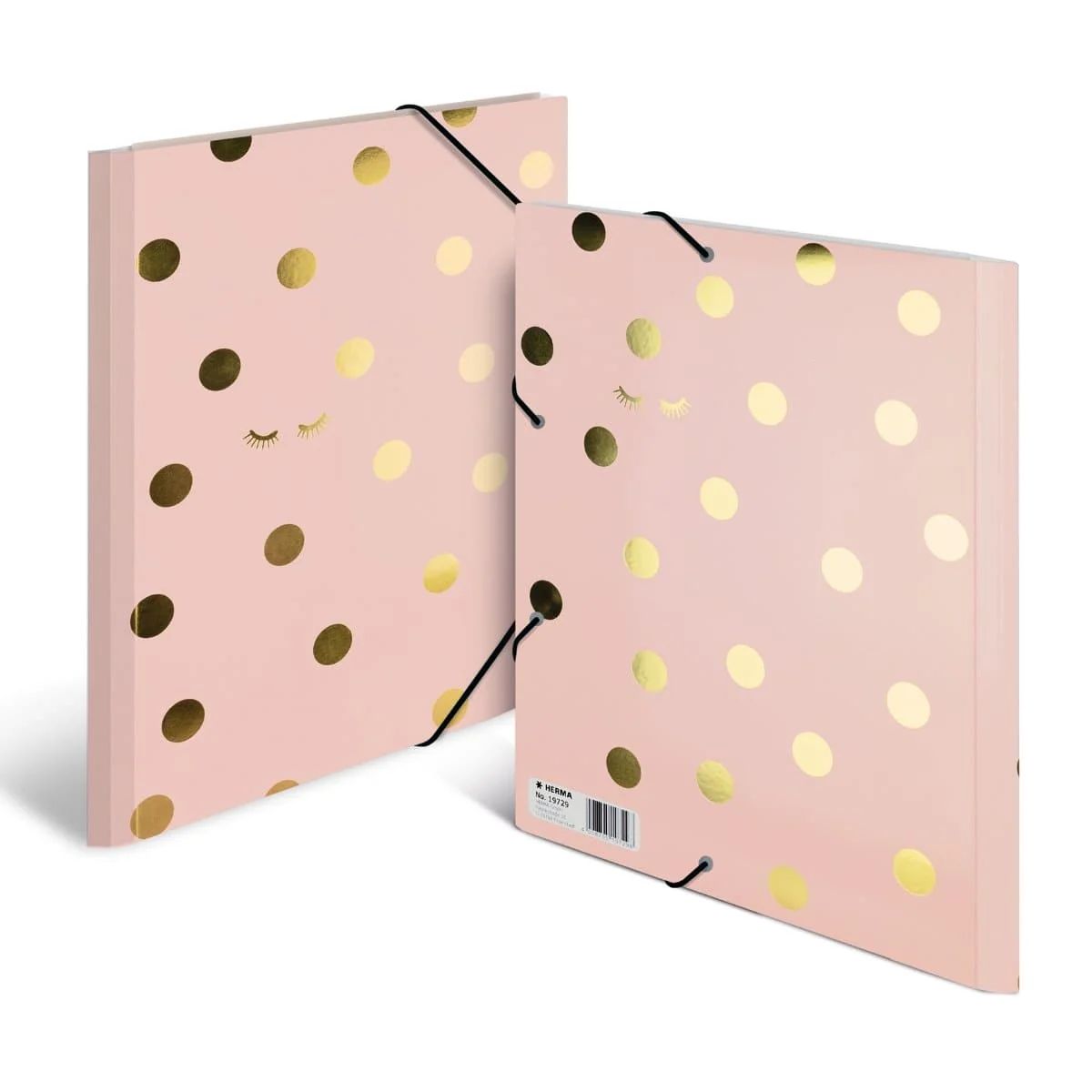 Premium Herma SPARKLING DOTS A4 File Folder with Elastic Fastener - Rose Gold | UAE Delivery