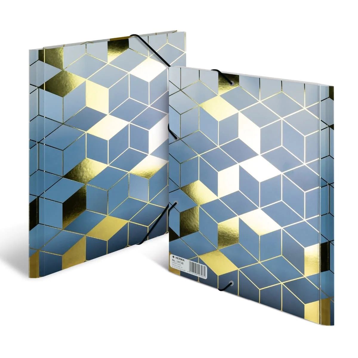 Premium Herma SPARKLING CUBES A4 Folder - Blue/Gold | UAE Office Supplies