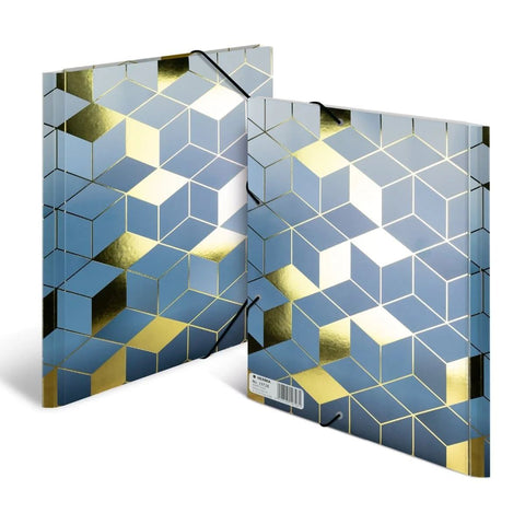 Premium Herma SPARKLING CUBES A4 Folder - Blue/Gold | UAE Office Supplies
