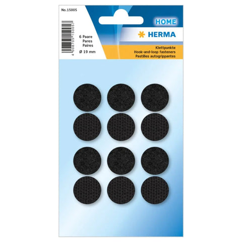 Herma Velcro Dots UAE - Self-Adhesive Hook & Loop Fasteners 19mm Black | Dubai Abu Dhabi Sharjah