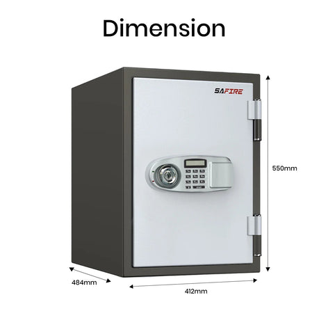 SAFIRE FR40 Fire-Resistant Safe – Grey, Dual Lock (Key + Digital)