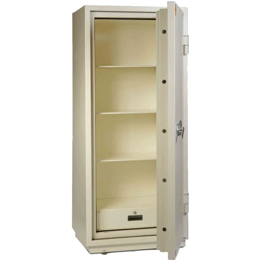 خزنة فالبرغ FRS-165 EL مقاومة للحريق - أبيض مع نظام قفل رقمي ومفتاح | Valberg FRS-165 EL Fire-Resistant Safe White Digital Key Lock System UAE