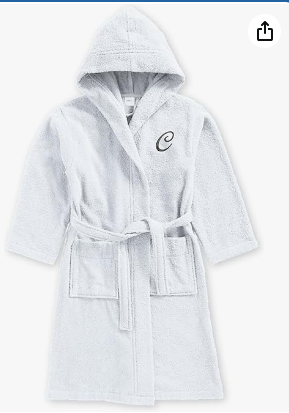 INFINI HOMES Daffodil Monogrammed Kids Bathrobe 125x133cm - Premium Terry Cotton Hooded Robe UAE