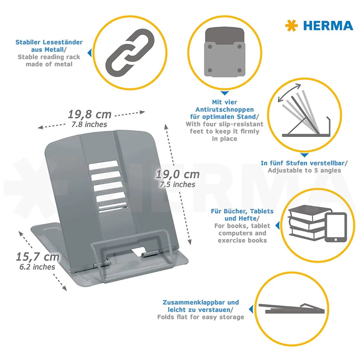 Herma Metal Reading Rack White - Premium Book Stand UAE | Dubai Abu Dhabi Sharjah