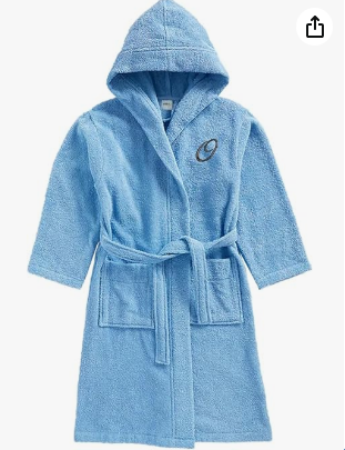 INFINI HOMES Daffodil Monogrammed Kids Bathrobe - Premium Terry Cotton Hooded Robe for 8 Year Olds