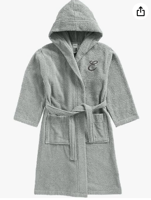INFINI HOMES Daffodil Monogrammed Kids Bathrobe - Premium Terry Cotton Hooded Robe for 8 Year Olds