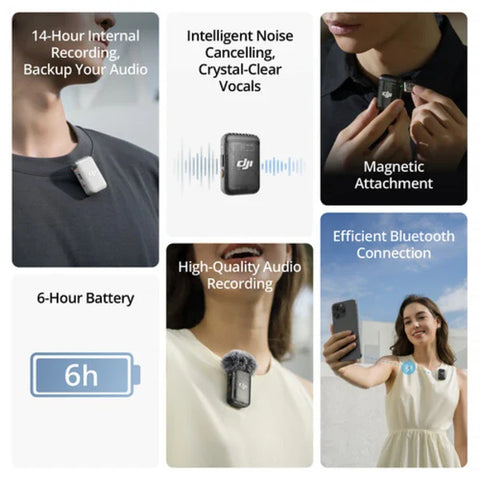 DJI Mic 2 Clip-On Wireless Transmitter Recorder with Built-in Microphone - UAE Delivery