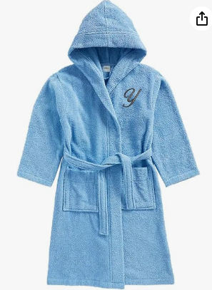 INFINI HOMES Daffodil Monogrammed Kids Bathrobe - Premium Terry Cotton Hooded Robe for 8 Year Olds (112x113cm) - Letter Y