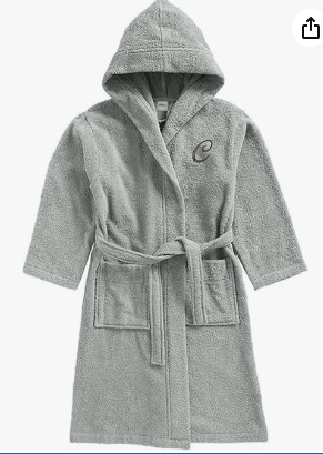 INFINI HOMES Daffodil Monogrammed Kids Bathrobe - Premium Terry Cotton Hooded Robe for 12 Year Olds
