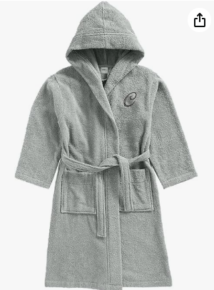 INFINI HOMES Daffodil Monogrammed Kids Bathrobe - Premium Terry Cotton Hooded Robe for 8 Year Olds (112x113 cm) - Letter C - UAE Wide Delivery