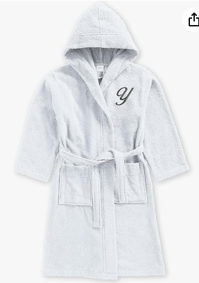 INFINI HOMES Daffodil Monogrammed Kids Bathrobe - Premium Terry Cotton Hooded Robe for 6 Year Olds | UAE Delivery