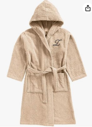 INFINI HOMES Daffodil Monogrammed Kids Bathrobe - Premium Terry Cotton Hooded Robe for 6 Year Olds (108x104cm) - Letter Z