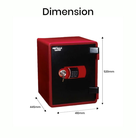 Eagle YES-031DK Fire-Resistant Safe – Red, Digital + Key Lock System