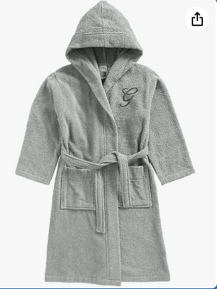 INFINI HOMES Daffodil Kids Bathrobe 125x133cm - Premium Grey Hooded Terry Cotton Robe for 12 Year Olds