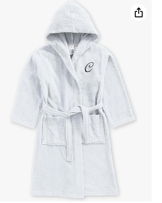 INFINI HOMES Daffodil Monogrammed Kids Bathrobe - Premium Terry Cotton Hooded Robe for 12 Year Olds