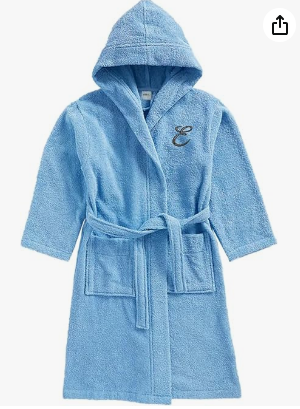 INFINI HOMES Daffodil Monogrammed Kids Bathrobe - Premium Terry Cotton Hooded Robe for Children