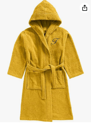 INFINI HOMES Daffodil Kids Hooded Bathrobe - Premium Terry Cotton Yellow Robe UAE