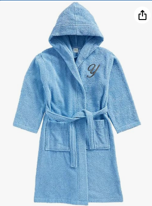INFINI HOMES Daffodil Monogrammed Kids Bathrobe - Premium Terry Cotton Hooded Robe for 8 Year Olds (112x113cm) - UAE Delivery