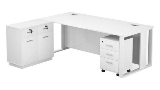 INFINI HOMES Office Table with Side Table + Pedestal Drawer 200x90cm