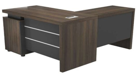 INFINI HOMES Executive Table UAE - Model KENO-140L Walnut Grey 140x70cm +80x40cm Extension Dubai Abu Dhabi Sharjah