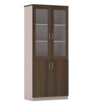 INFINI HOMES Glass Door Cabinet UAE - Model KN-D305-BR-124 Walnut Beige Grey 200x80x40cm Dubai Abu Dhabi Sharjah