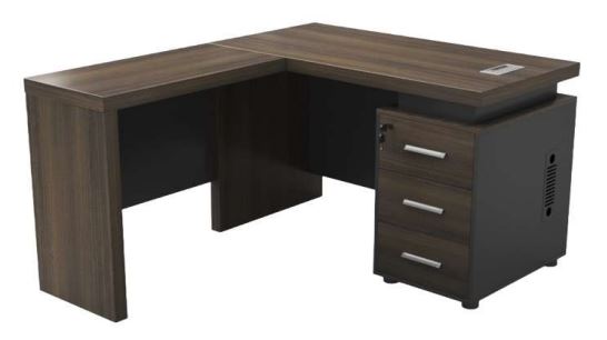 INFINI HOMES Executive Table UAE - Model KENO-160L Walnut Grey 160x80cm +80x40cm Extension Dubai Abu Dhabi Sharjah