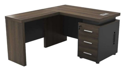 INFINI HOMES Executive Table UAE - Model KENO-160L Walnut Grey 160x80cm +80x40cm Extension Dubai Abu Dhabi Sharjah