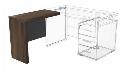 INFINI HOMES Executive Side Extension Table UAE - Model KENO-EXT Walnut Grey 80x40cm Dubai Abu Dhabi Sharjah