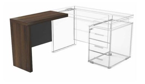 INFINI HOMES Executive Side Extension Table UAE - Model KENO-EXT Walnut Grey 80x40cm Dubai Abu Dhabi Sharjah