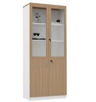 INFINI HOMES Glass Door Cabinet UAE - Model BX-D305 Oak White 200x80x40cm Dubai Abu Dhabi Sharjah