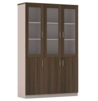 INFINI HOMES Glass Door Cabinet UAE - Model KN-D306-BR-124 Walnut Beige Grey 200x120x40cm Dubai Abu Dhabi Sharjah