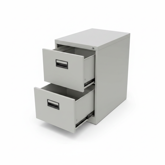 2-Drawer Metal Filing Cabinet Open View – Office Storage Solution UAE | IH-22 – INFINI HOMES