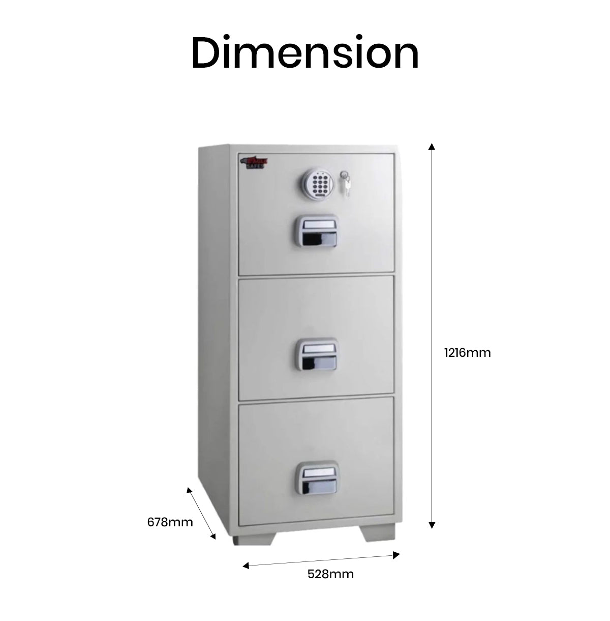 Eagle SF-680-3EKX Fire-Resistant Filing Cabinet – 3 Drawers, Digital + Key Lock System