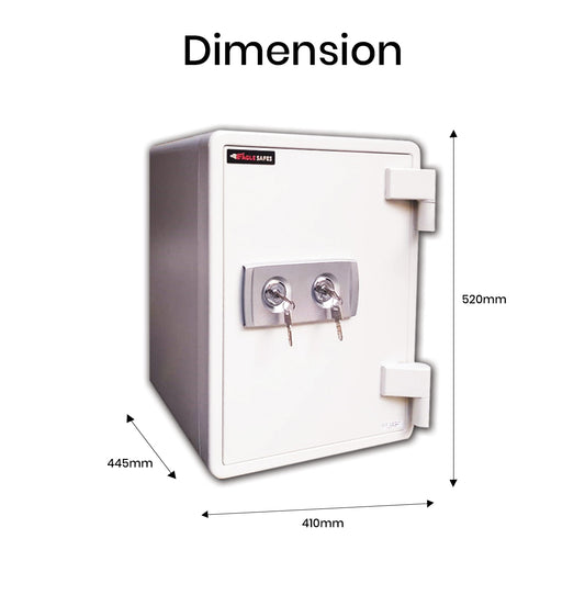 Fire Resistant Safe UAE - Eagle Safe SS-M031KK 2 Key Lock White | Home & Office Security
