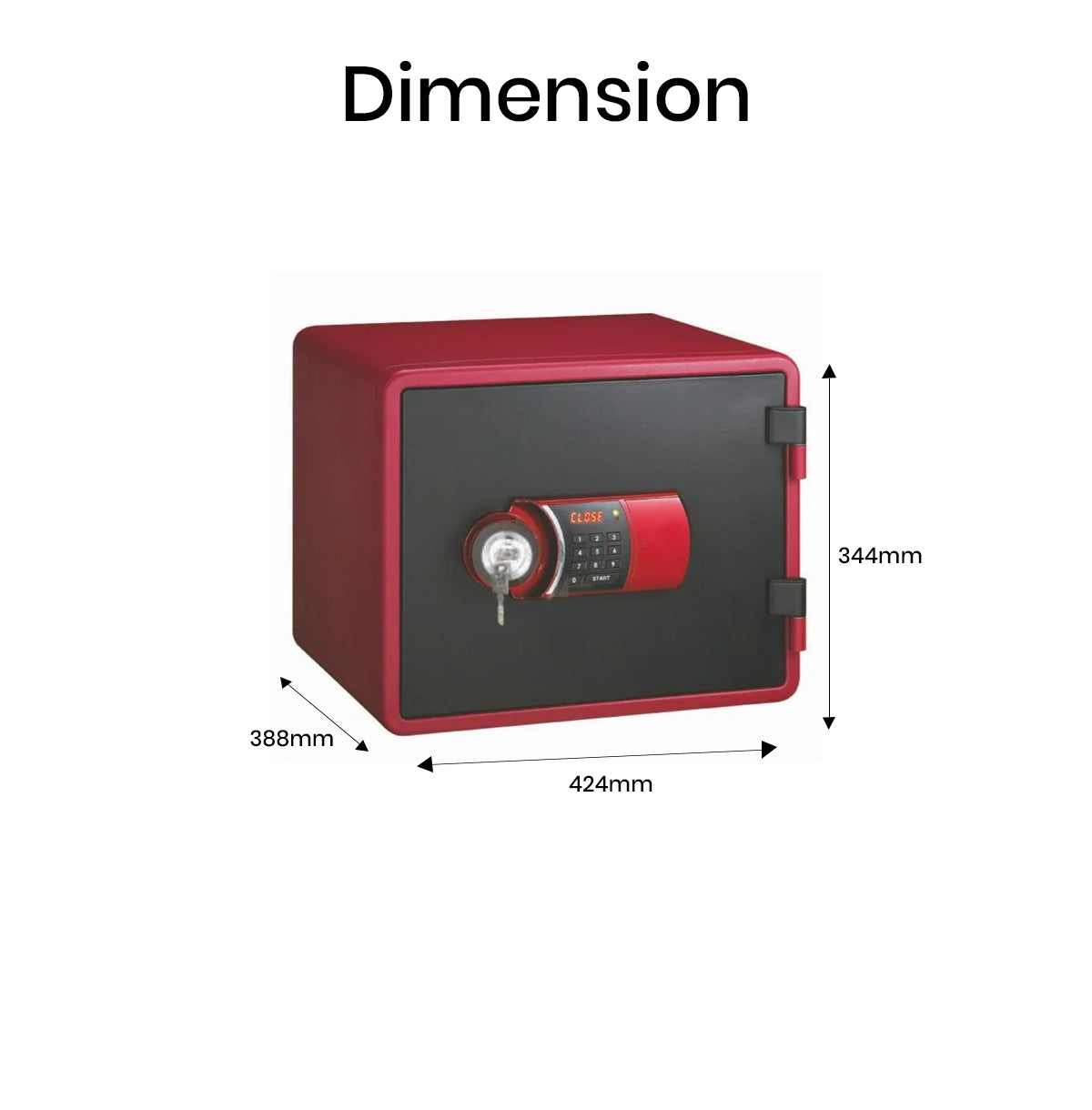 Eagle YESM-020K Fire-Resistant Safe – Red, Digital + Key Lock System