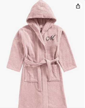 INFINI HOMES Daffodil Monogrammed Kids Bathrobe - Premium Terry Cotton Hooded Robe for Children
