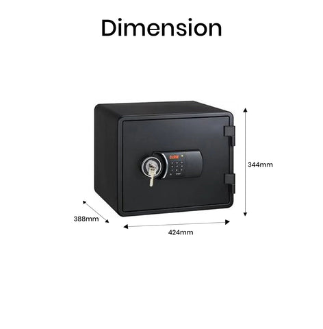 Eagle YESM-020K Fire-Resistant Safe – Black, Digital + Key Lock System
