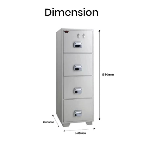 Eagle SF-680-4TKX Fire-Resistant Filing Cabinet – 4 Drawers, Dual Key Lock System