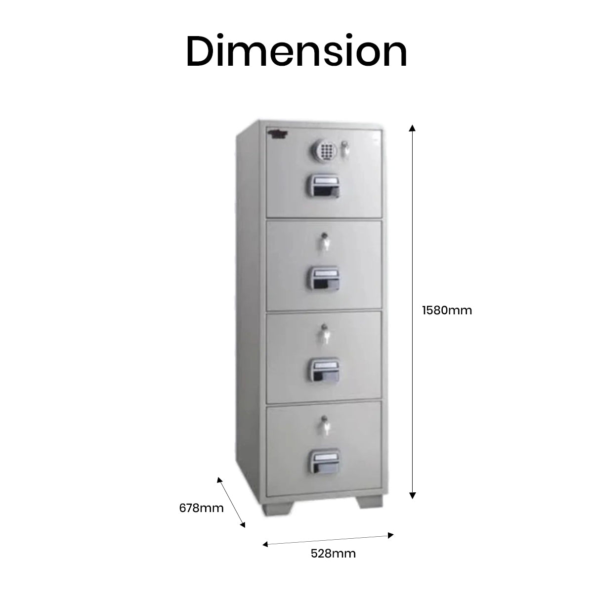 Eagle SF-680-4EKK Fire-Resistant Filing Cabinet – 4 Drawers, Digital + 4 Key Lock System